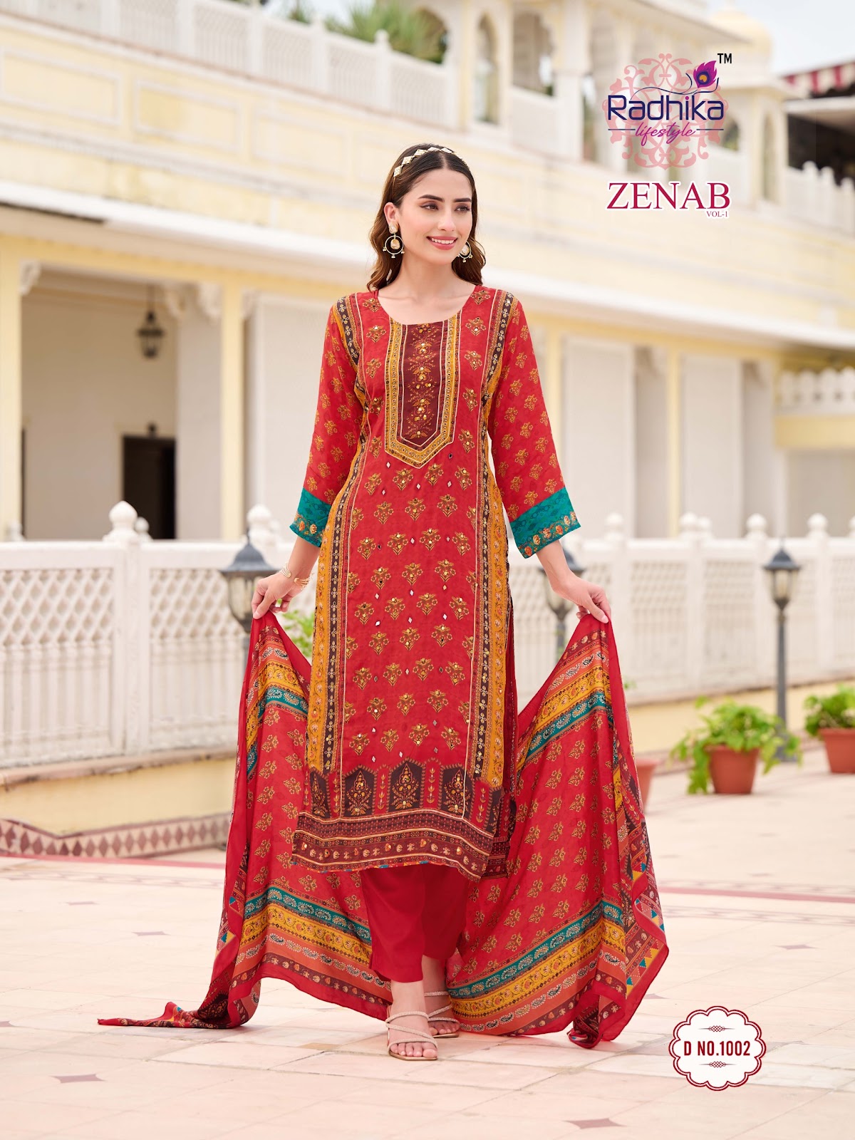 Zenab Vol 1 Radhika Lifestyle Natural Crepe Readymade Pant Style Suits Exporter