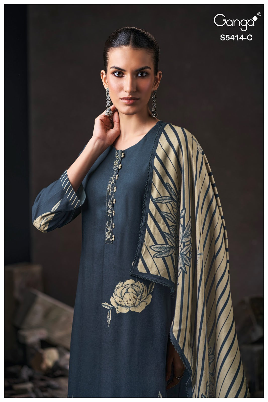 Zenaida S5414 Ganga Wool Pashmina Suits Exporter