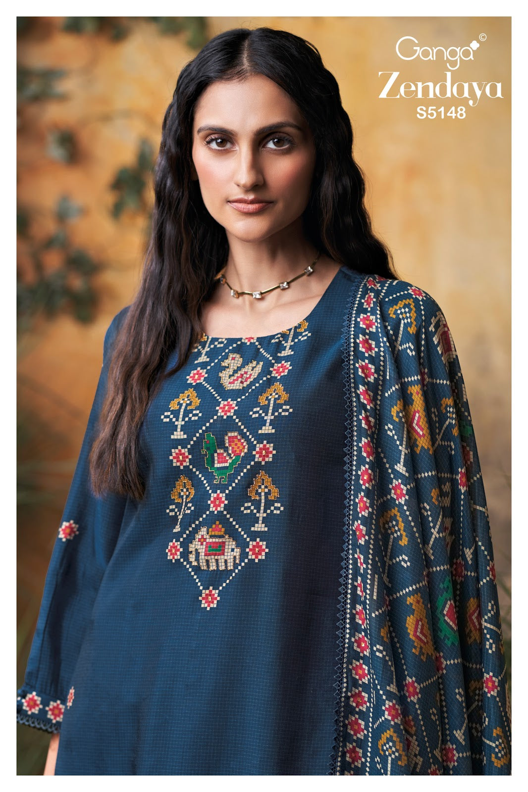Zendaya S5148 Ganga Russian Silk Plazzo Style Suits Wholesaler Ahmedabad