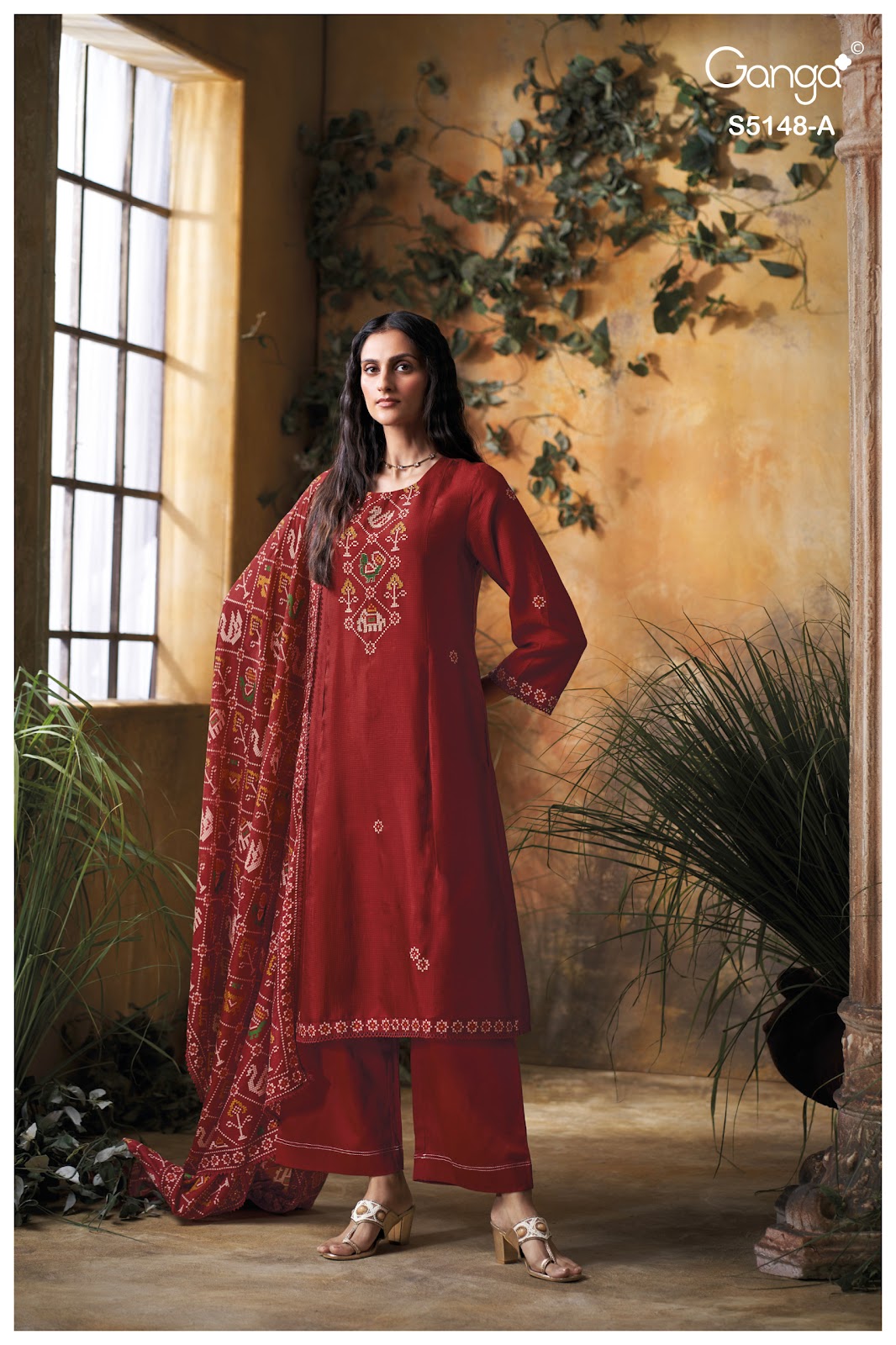 Zendaya S5148 Ganga Russian Silk Plazzo Style Suits Wholesaler Ahmedabad