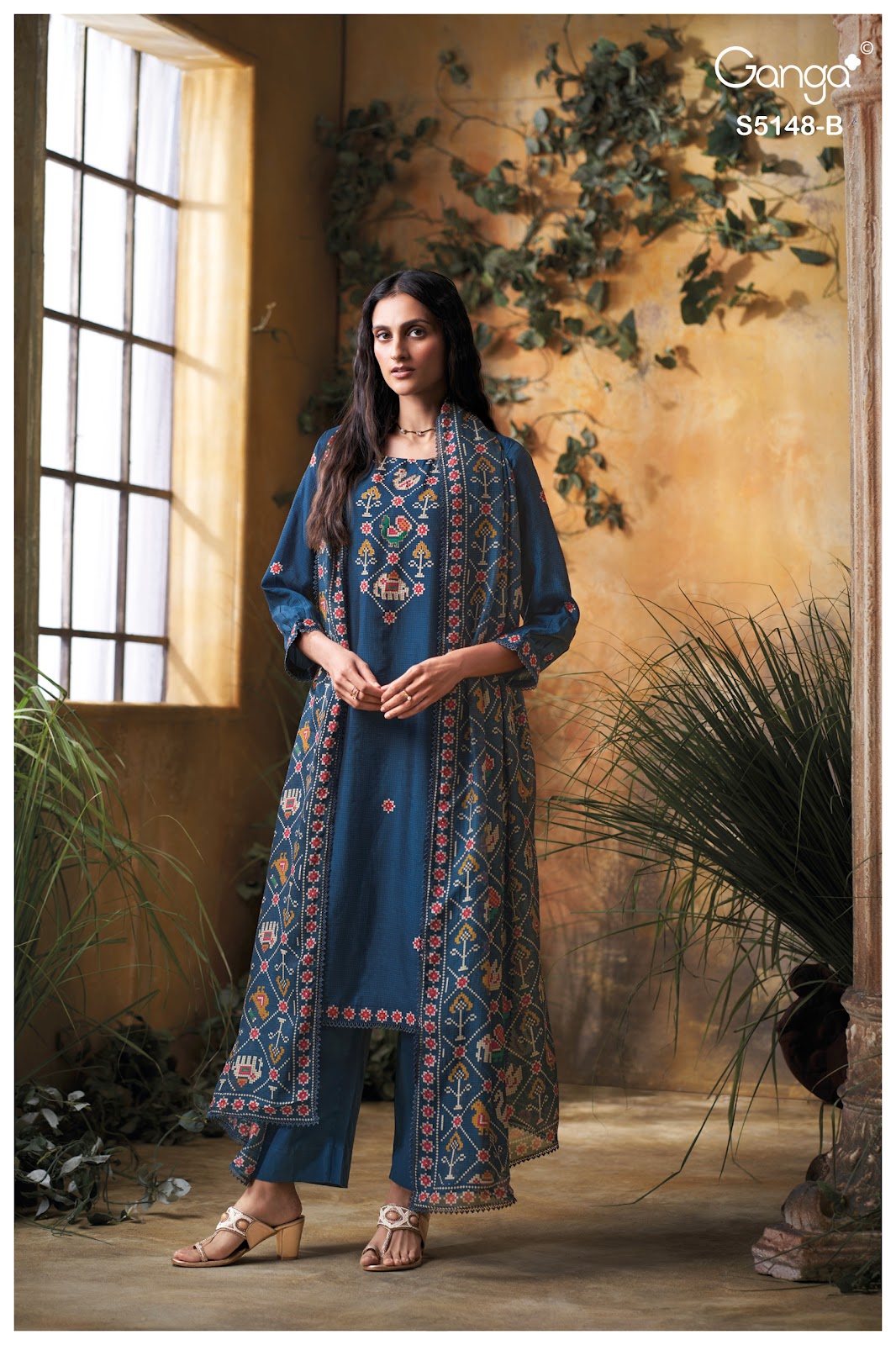 Zendaya S5148 Ganga Russian Silk Plazzo Style Suits Wholesaler Ahmedabad