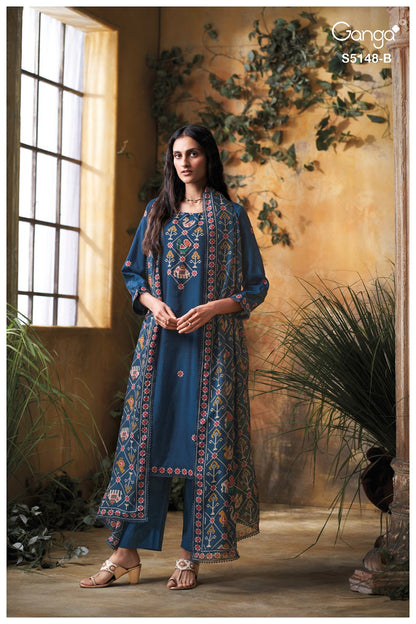Zendaya S5148 Ganga Russian Silk Plazzo Style Suits Wholesaler Ahmedabad