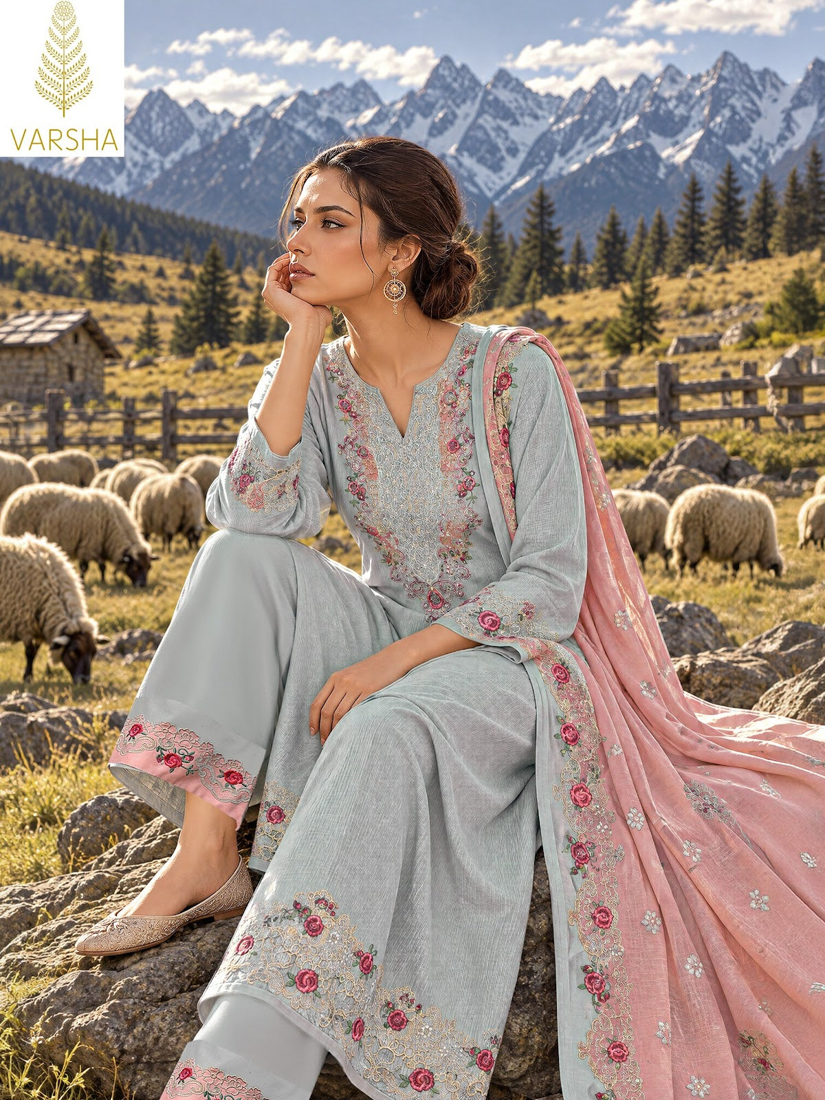 Zenya Varshaa Cord Pashmina Suits Wholesaler Ahmedabad