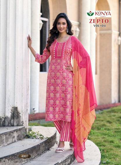 Zepto Vol 4 Kanya Kart Capsule Readymade Pant Style Suits Wholesale