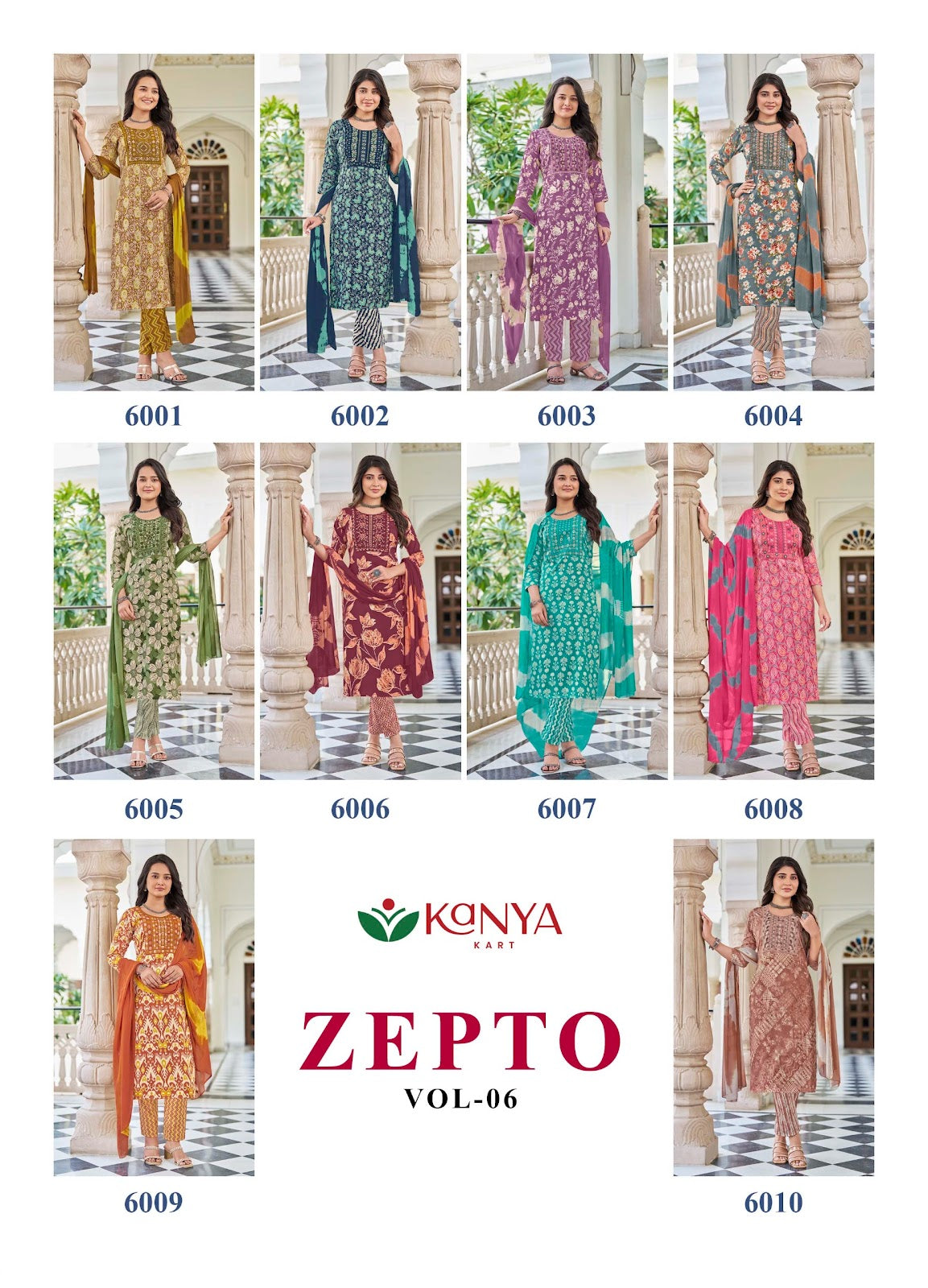 Zepto Vol 6 Kanya Kart Capsule Readymade Pant Style Suits Exporter India