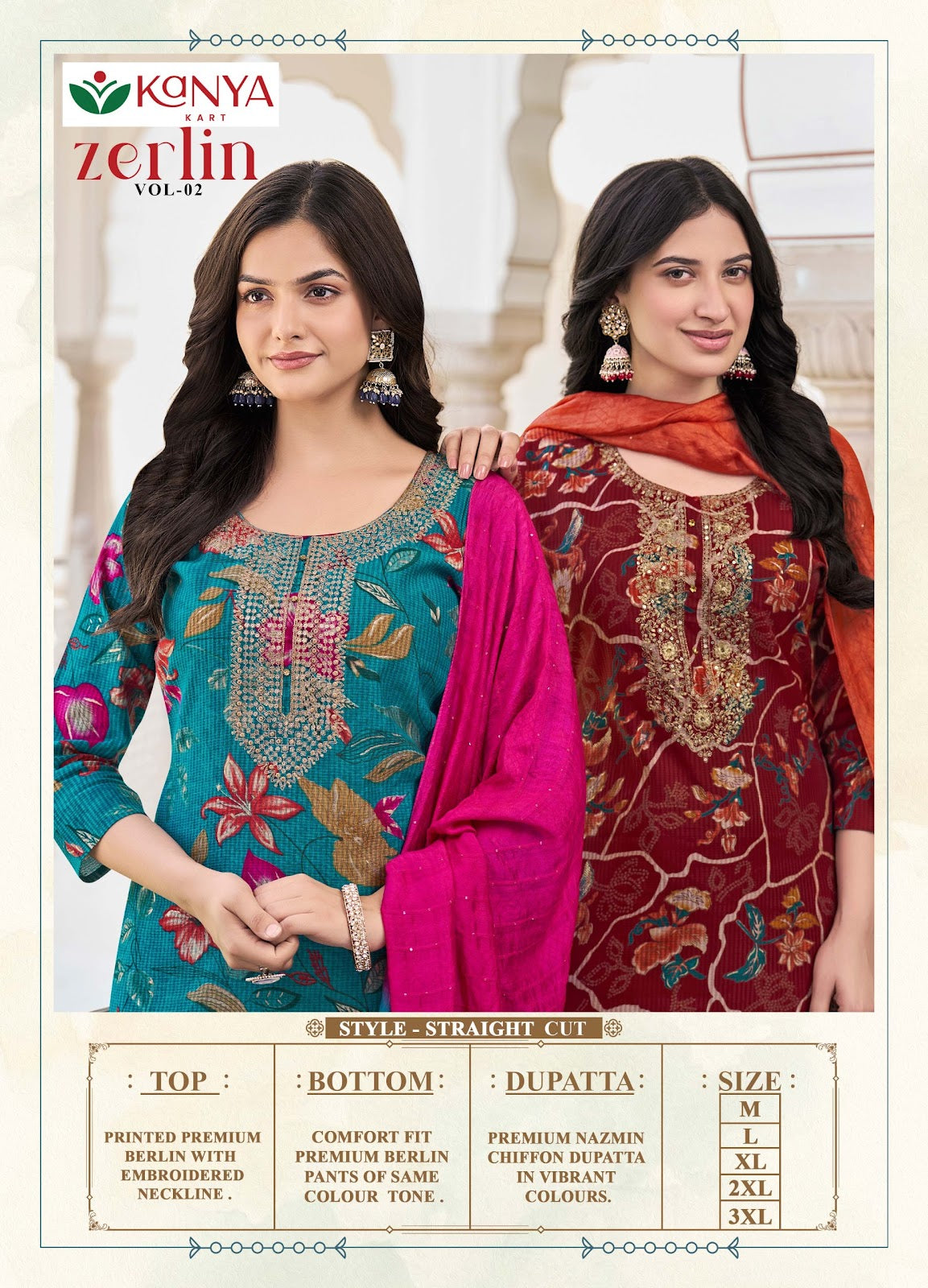 Zerlin Vol 2 Kanya Kart Berlin Readymade Pant Style Suits Wholesaler Ahmedabad