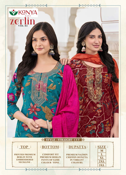 Zerlin Vol 2 Kanya Kart Berlin Readymade Pant Style Suits Wholesaler Ahmedabad