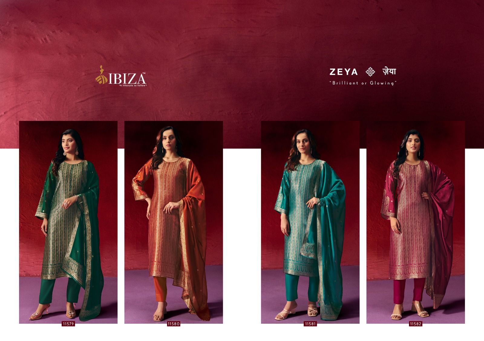 Zeya Ibiza Banglori Silk Pant Style Suits Exporter