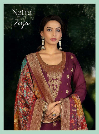 Zeya Netra Weaving Pant Style Suits Wholesaler Gujarat