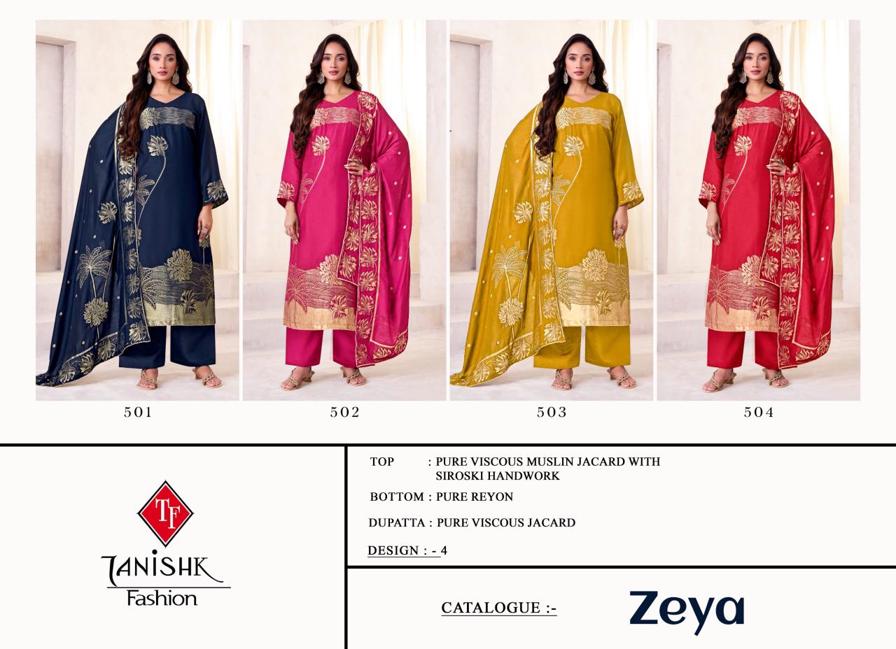 Zeya Tanishk Fashion Pure Viscose Muslin Plazzo Style Suits Wholesale Price