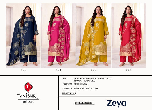 Zeya Tanishk Fashion Pure Viscose Muslin Plazzo Style Suits Wholesale Price