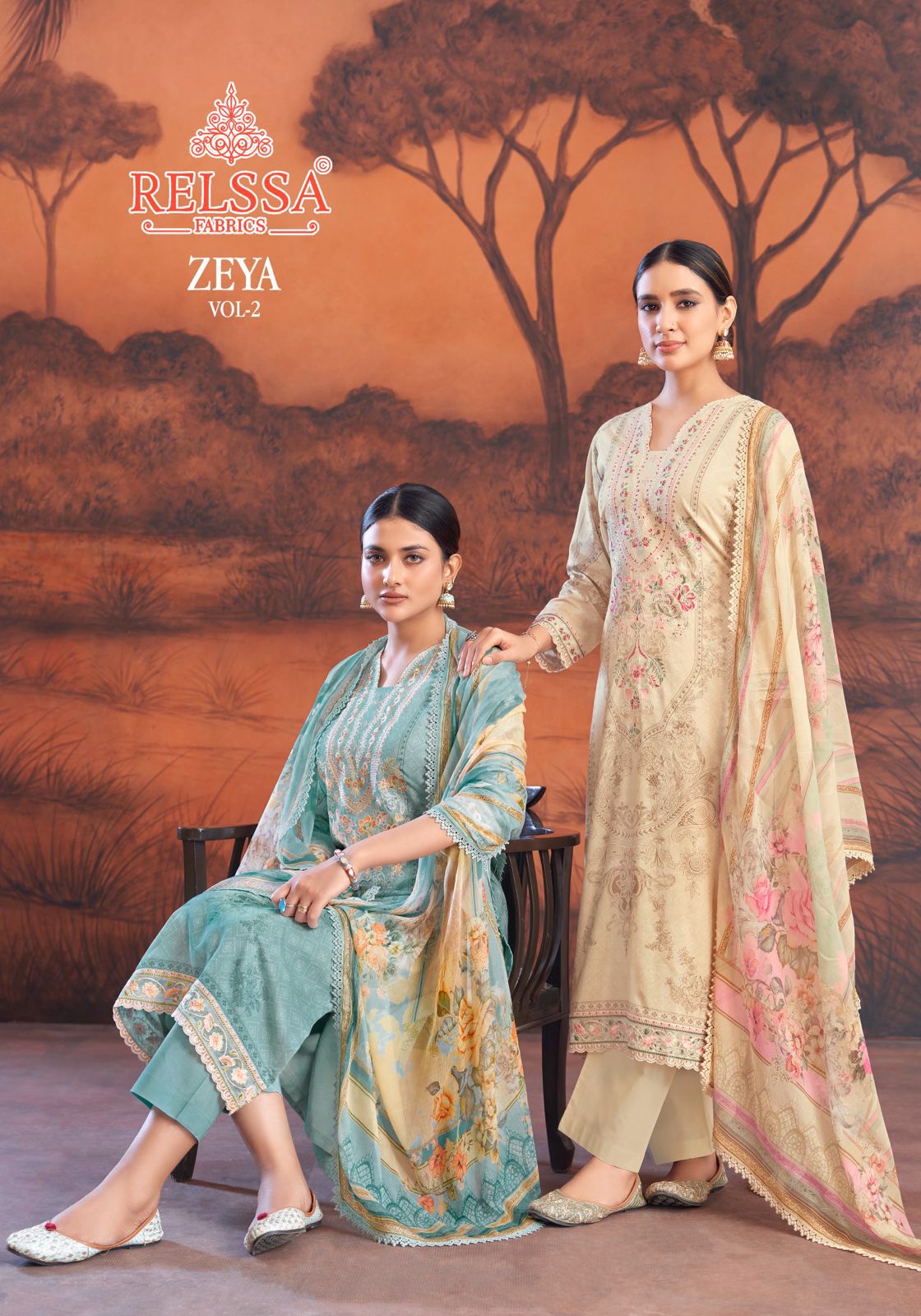 Zeya Vol 2 Relssa Fabrics Cotton Lawn Pant Style Suits