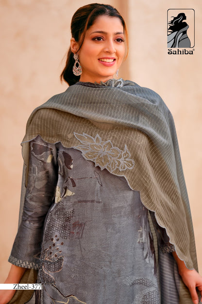 Zheel Sahiba Russian Silk Plazzo Style Suits Supplier India