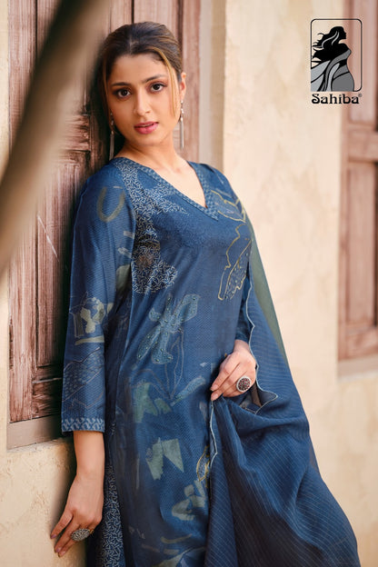 Zheel Sahiba Russian Silk Plazzo Style Suits Supplier India