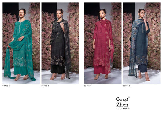 Zhen 2712 Ganga Woven Solid Pant Style Suits Wholesale Rate