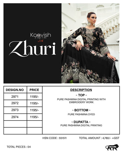 Zhuri Kaavish Viscose Pashmina Suits Supplier