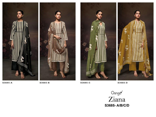 Ziana 3685 Ganga Cotton Linen Pant Style Suits Exporter Gujarat
