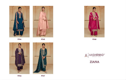 Ziana Aashirwad Creation Premium Silk Plazzo Style Suits Supplier Gujarat