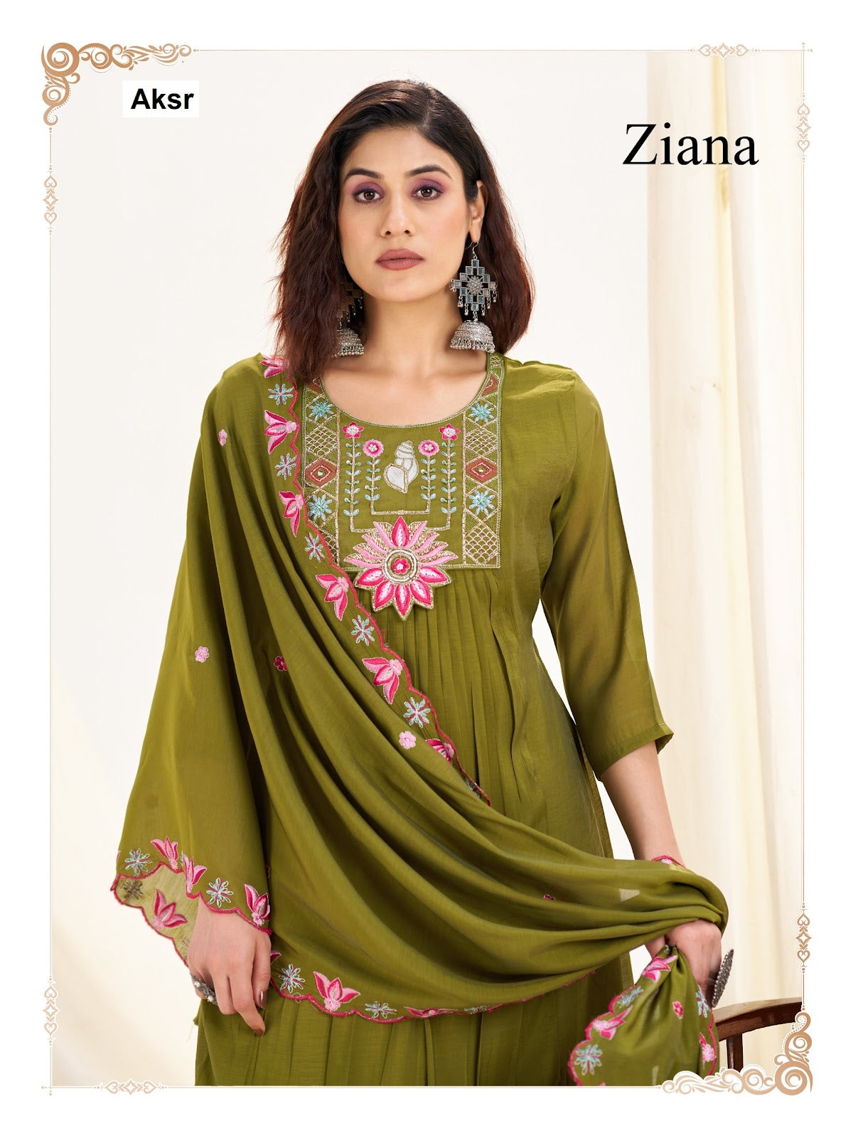Ziana Aksr Chanderi Readymade Anarkali Suits Supplier India