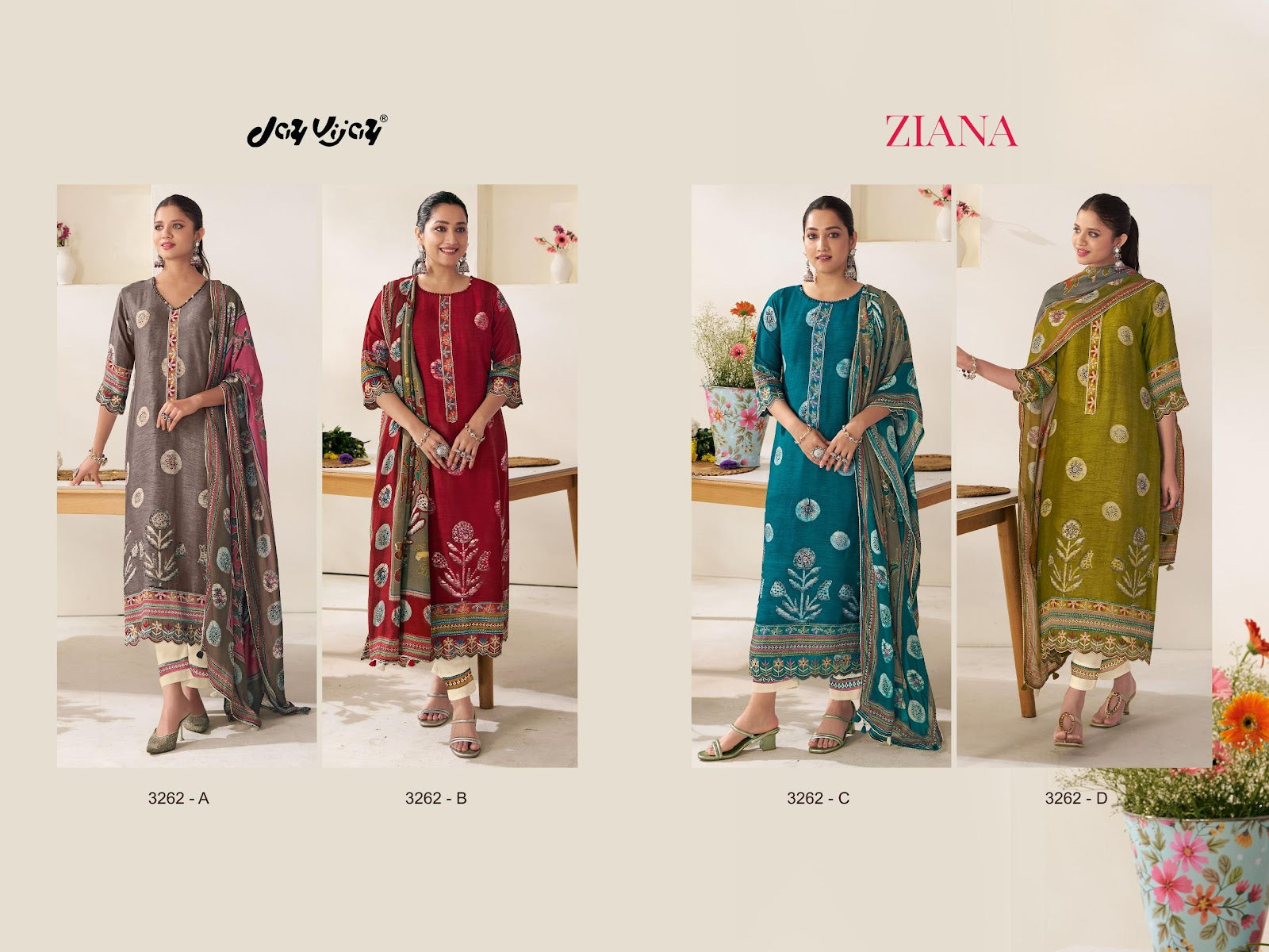 Ziana Jay Vijay Bemberg Silk Pant Style Suits Wholesale Price