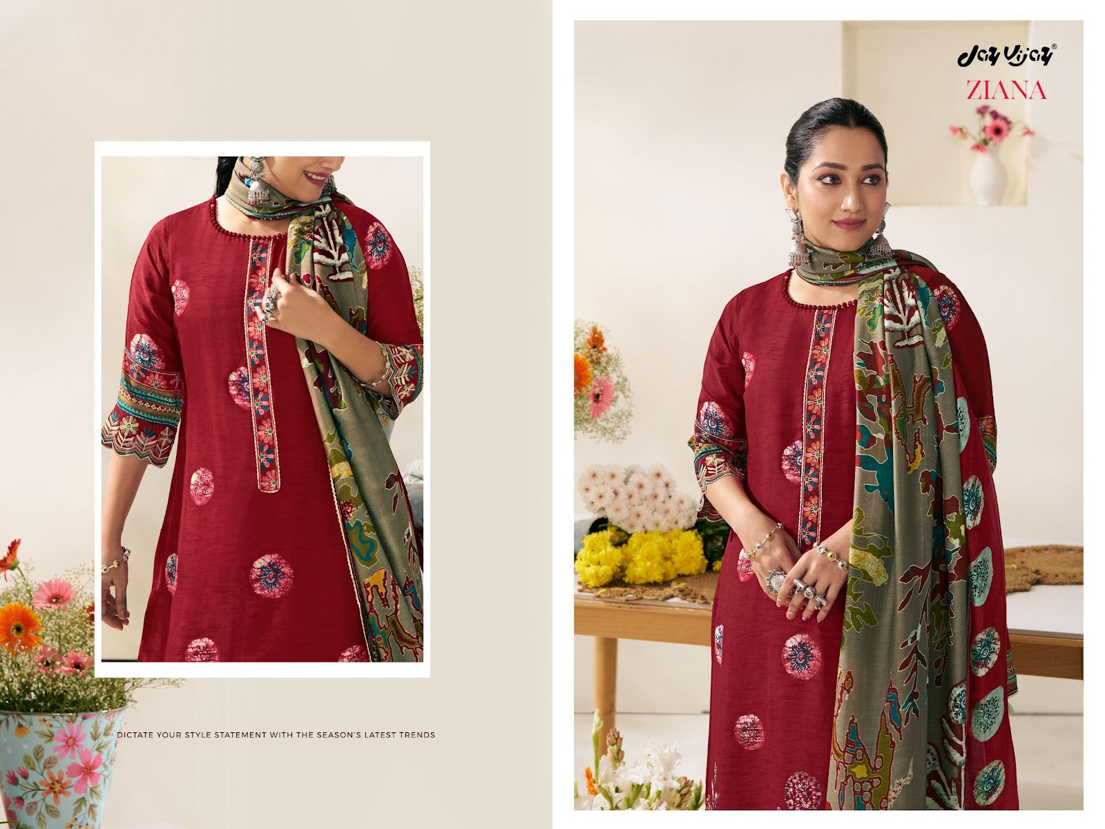 Ziana Jay Vijay Bemberg Silk Pant Style Suits Wholesale Price