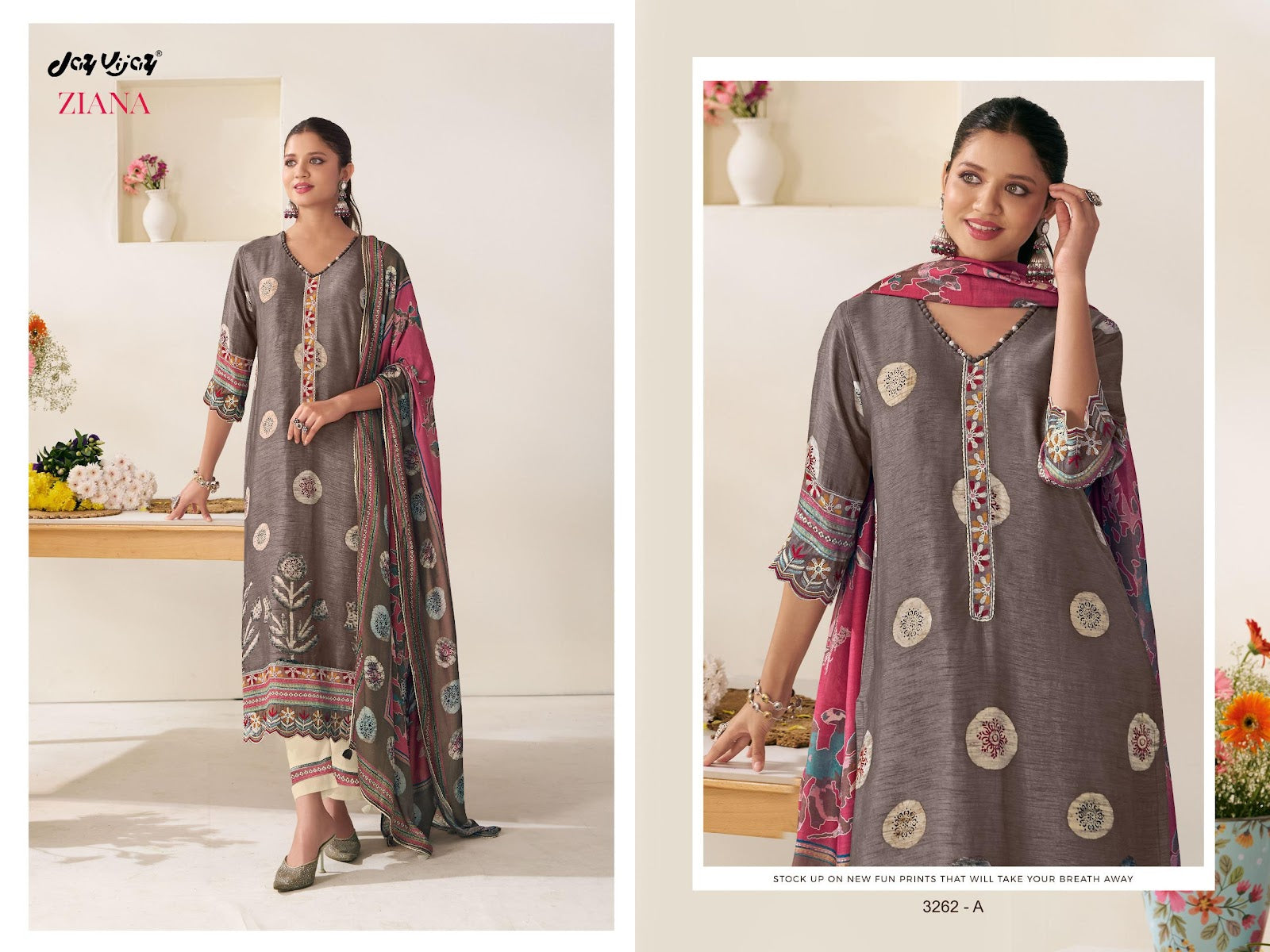 Ziana Jay Vijay Bemberg Silk Pant Style Suits Wholesale Price