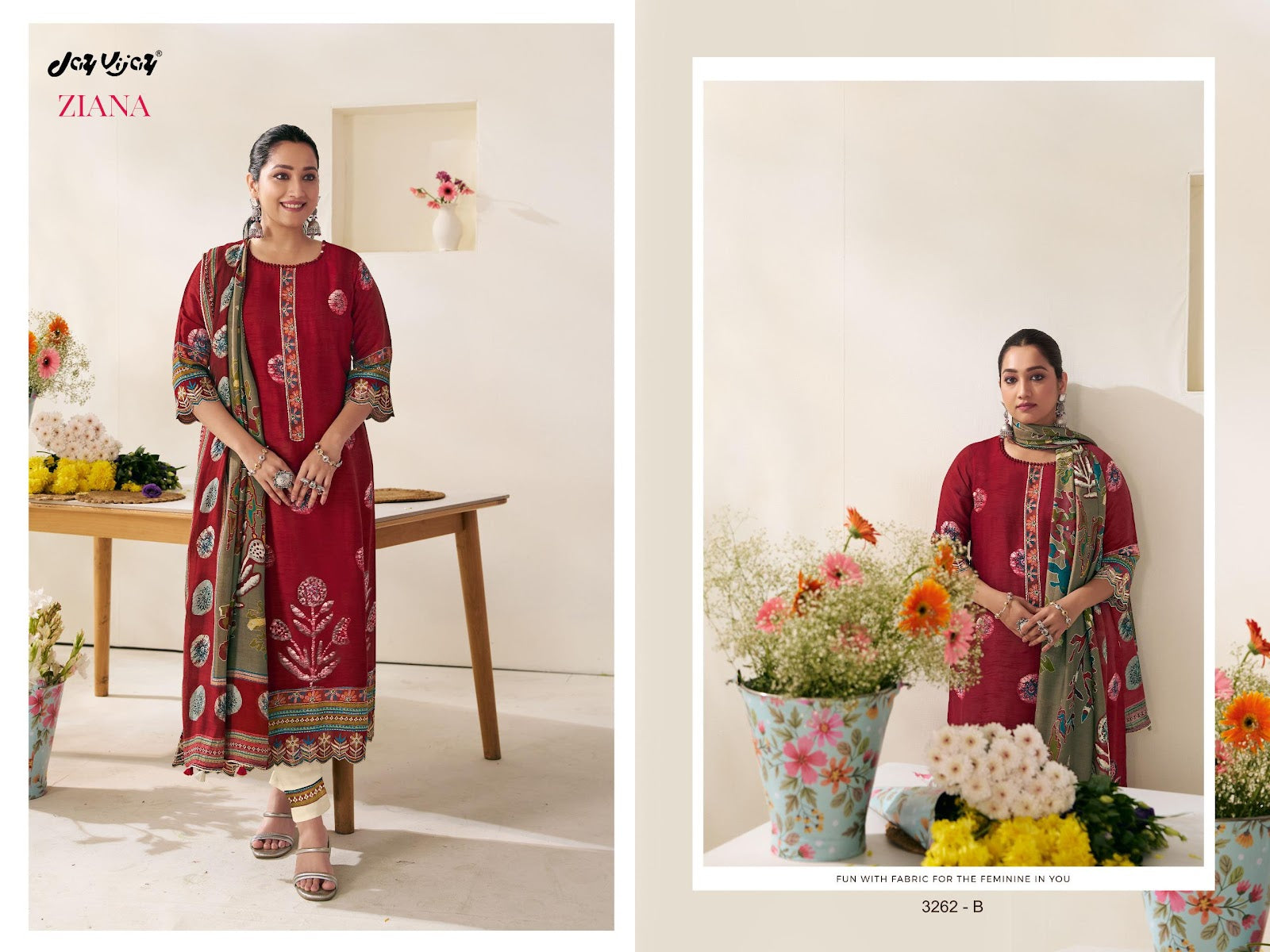 Ziana Jay Vijay Bemberg Silk Pant Style Suits Wholesale Price