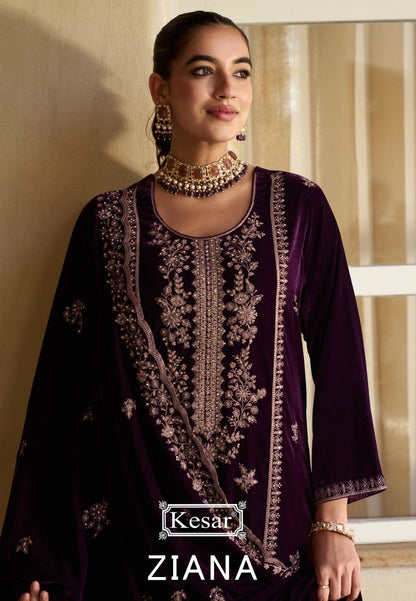 Ziana Kesar Velvet Suits Wholesale Price
