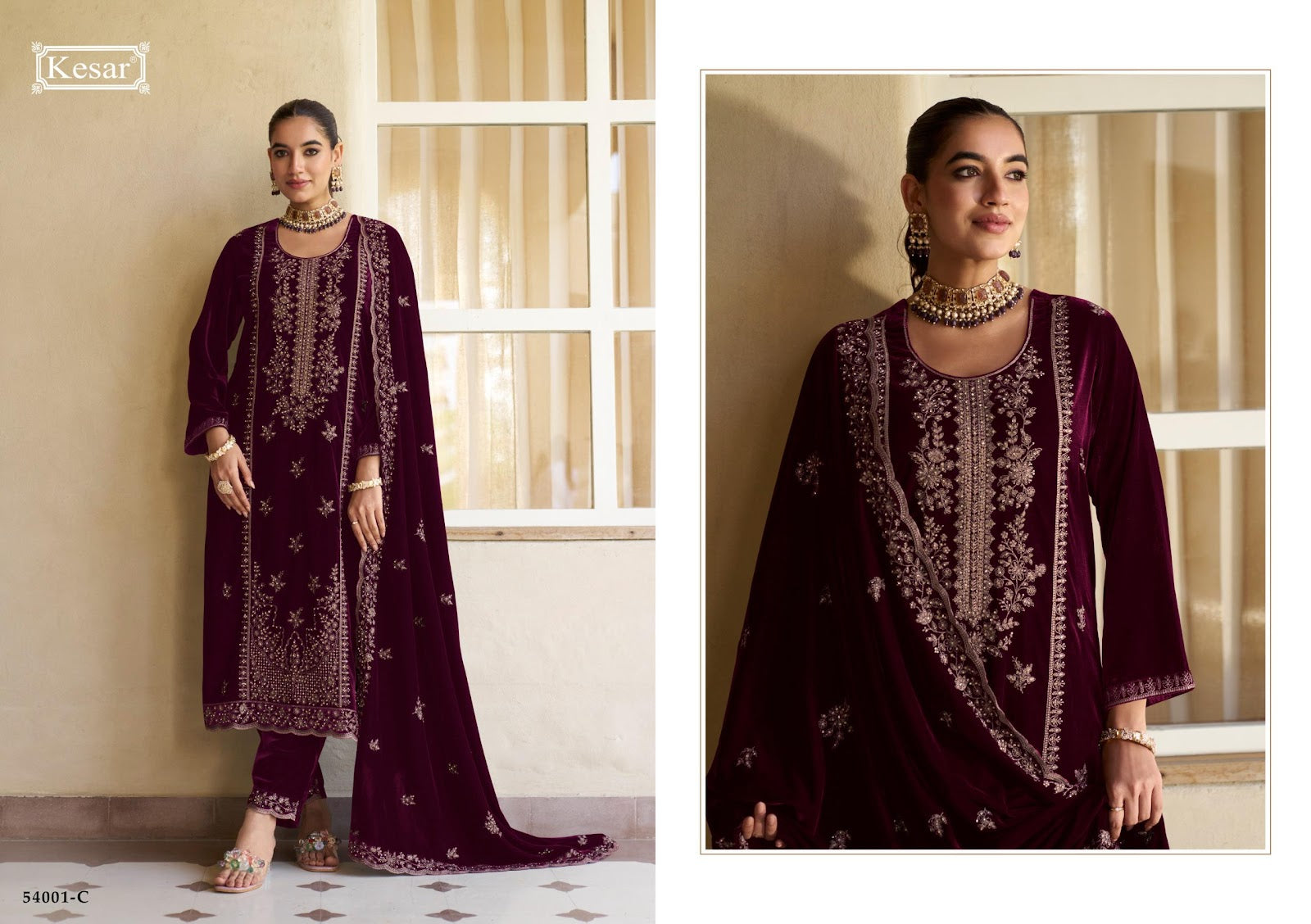Ziana Kesar Velvet Suits Wholesale Price