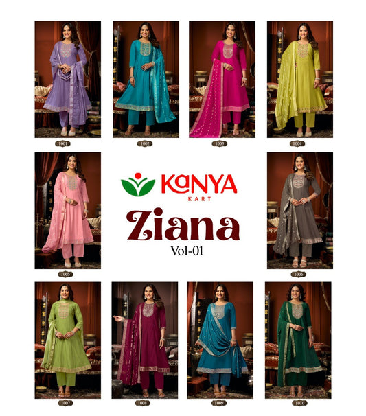 Ziana Vol 1 Kanya Kart Vertican Readymade Anarkali Suits Wholesaler