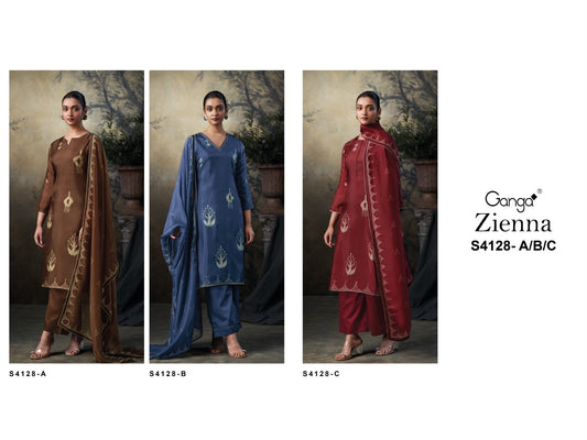 Zienna 4128 Ganga Pure Bemberg Plazzo Style Suits Exporter