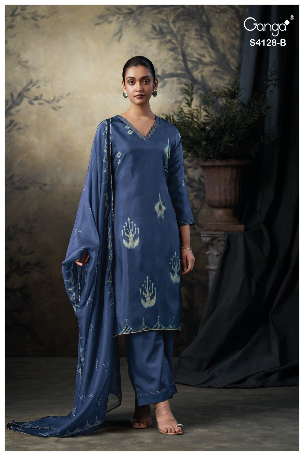 Zienna 4128 Ganga Pure Bemberg Plazzo Style Suits Exporter
