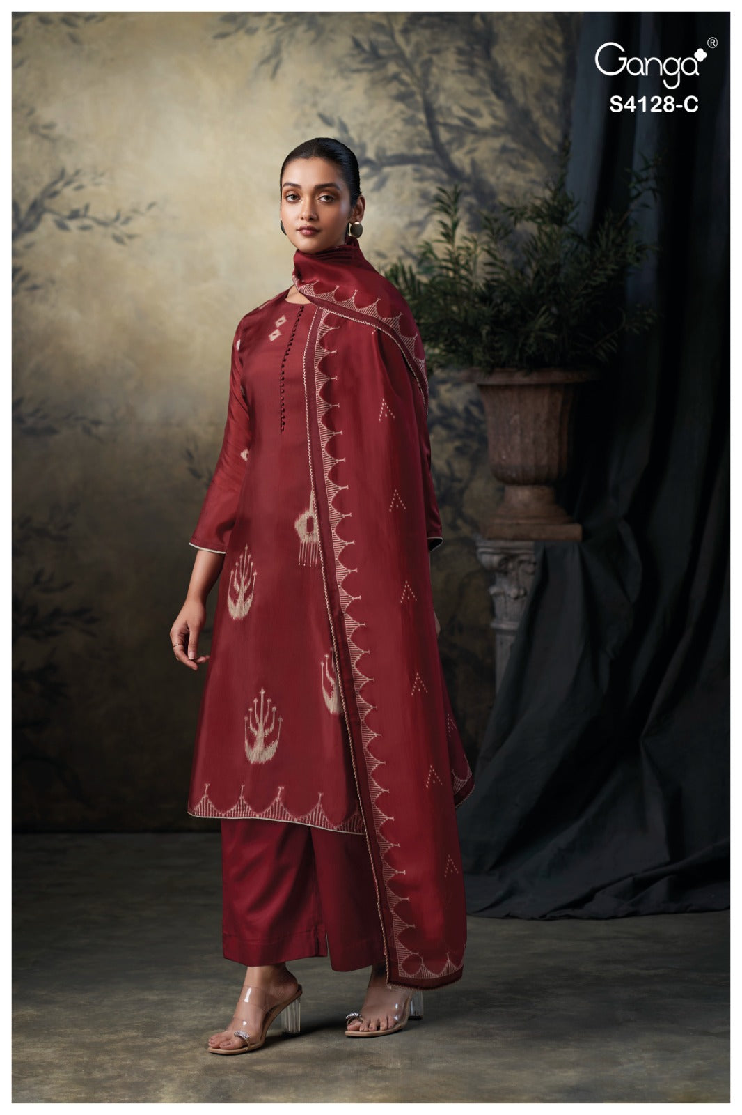 Zienna 4128 Ganga Pure Bemberg Plazzo Style Suits Exporter