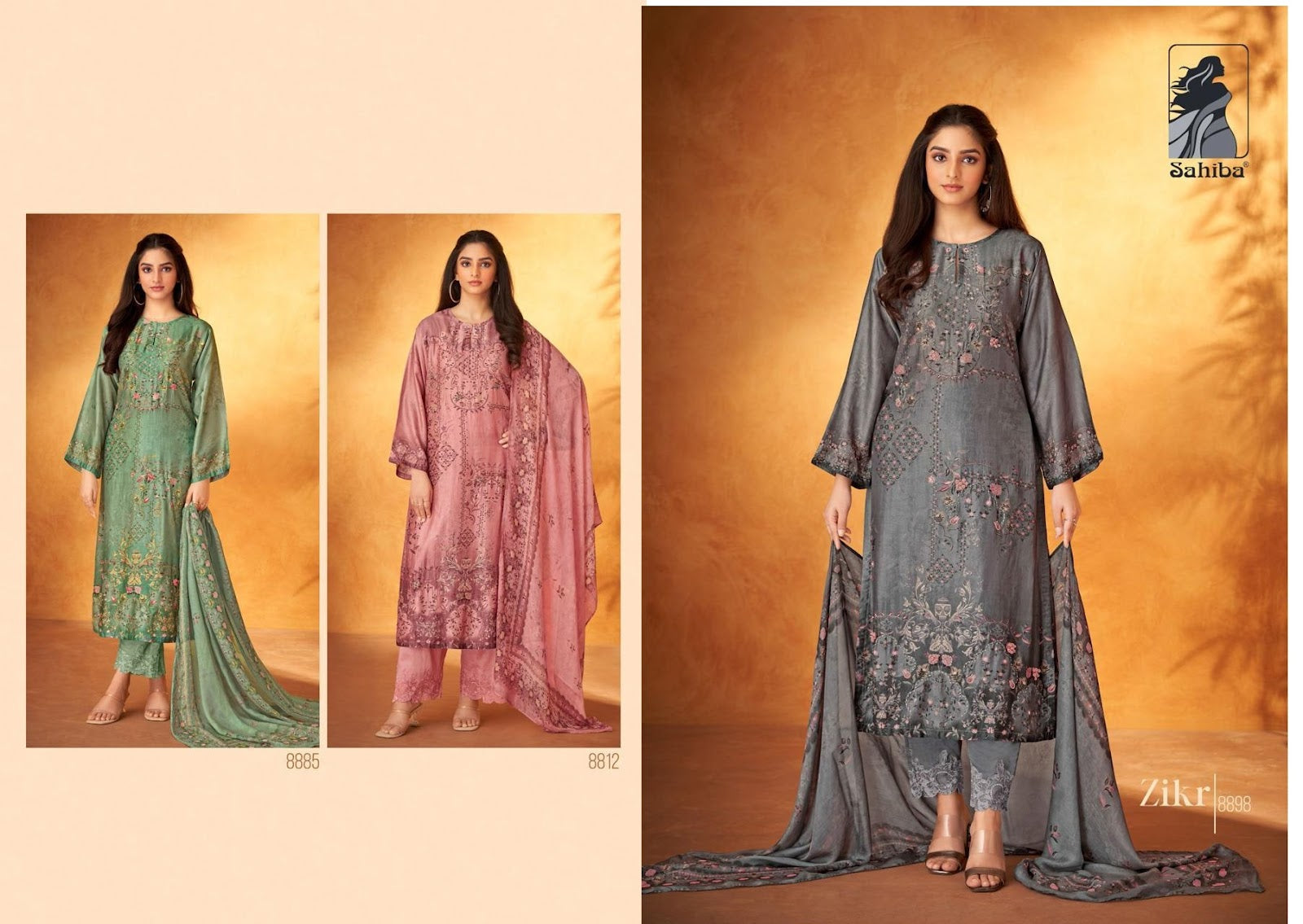 Zikr Sahiba Russian Silk Pant Style Suits Supplier Ahmedabad