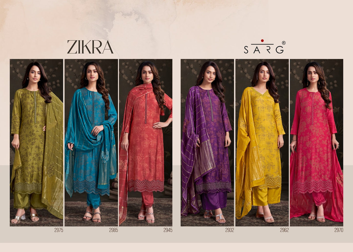 Zikra Sarg Pure Muslin Plazzo Style Suits Manufacturer Gujarat
