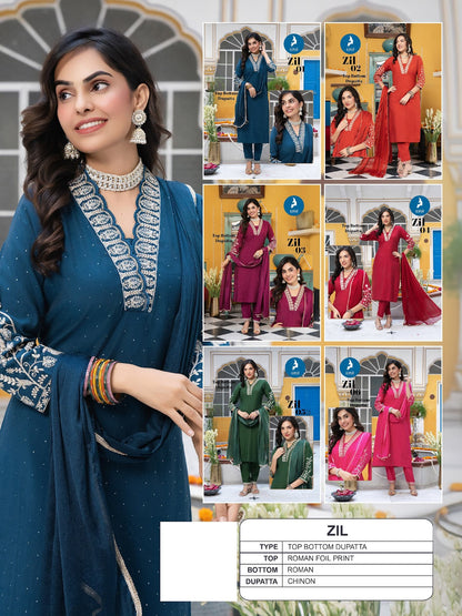 Zil Kaya Roman Readymade Pant Style Suits Wholesaler Gujarat