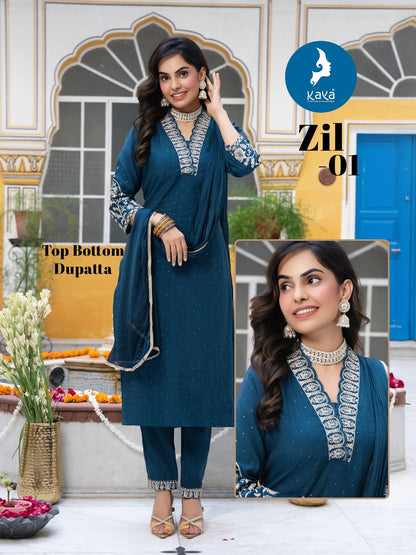 Zil Kaya Roman Readymade Pant Style Suits Wholesaler Gujarat