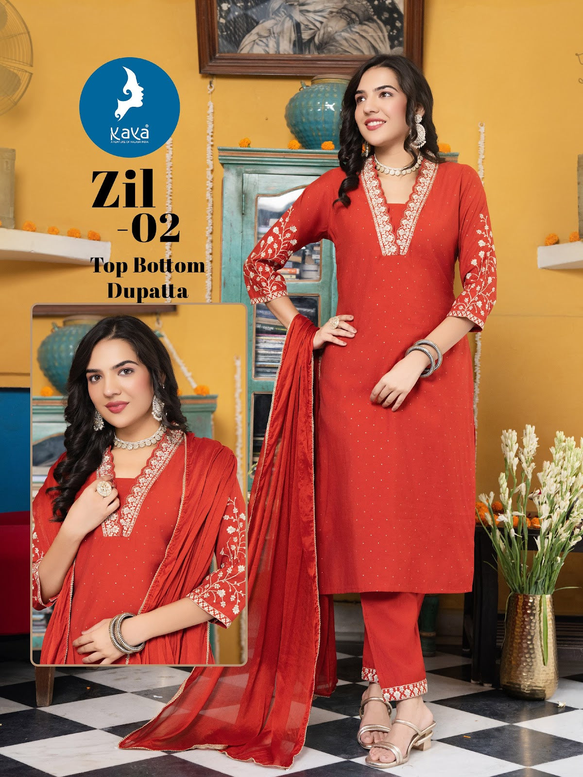 Zil Kaya Roman Readymade Pant Style Suits Wholesaler Gujarat