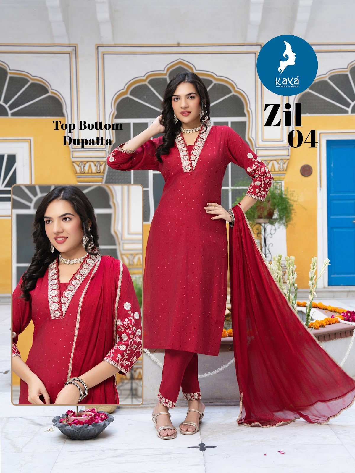 Zil Kaya Roman Readymade Pant Style Suits Wholesaler Gujarat