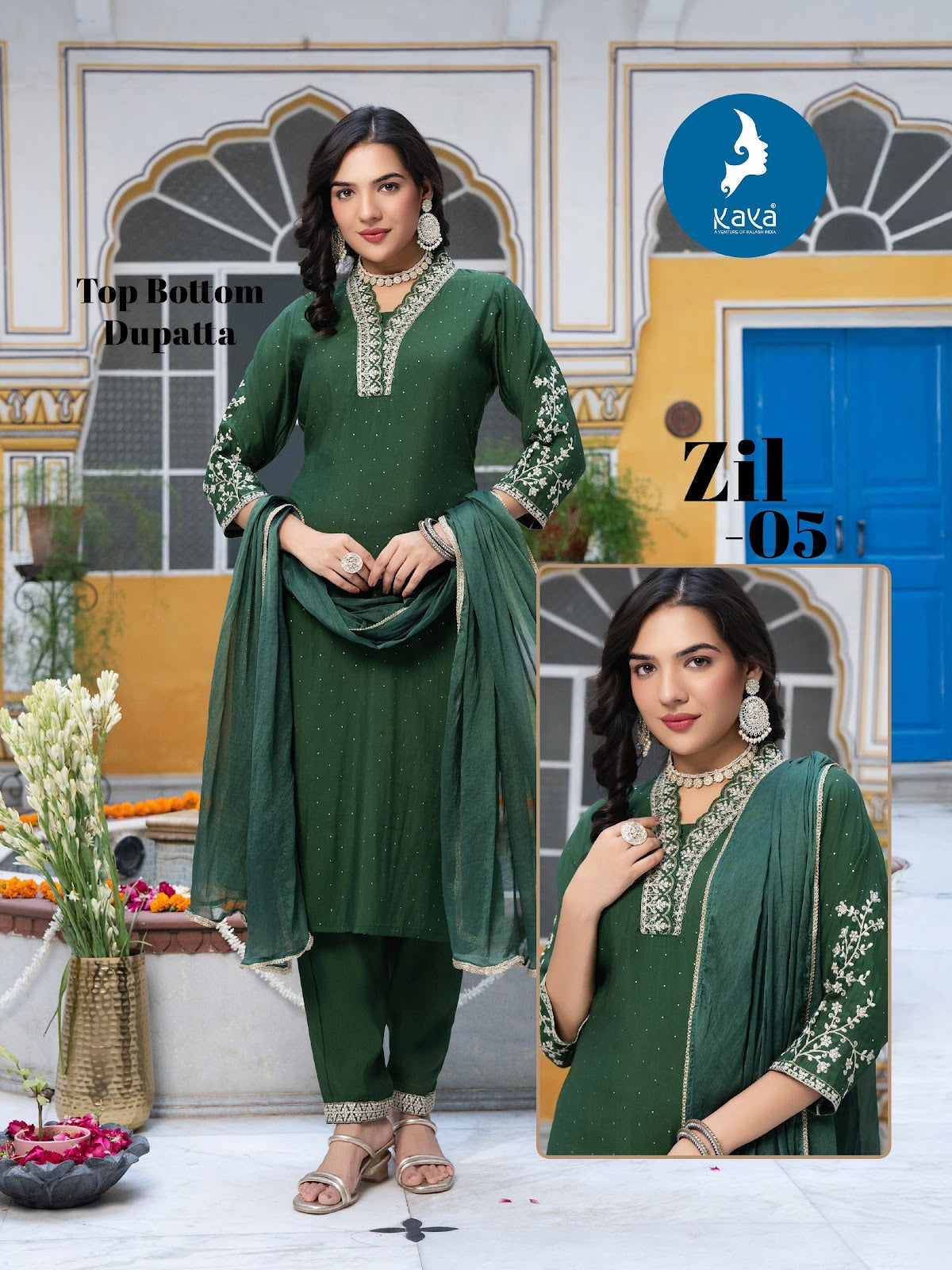 Zil Kaya Roman Readymade Pant Style Suits Wholesaler Gujarat