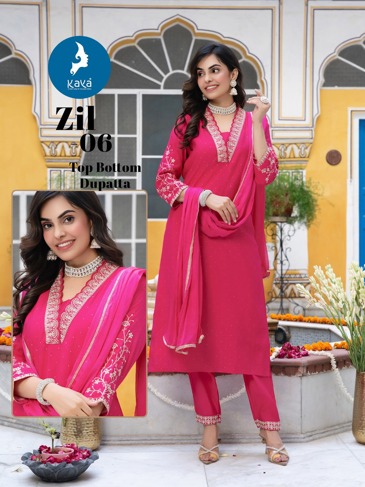 Zil Kaya Roman Readymade Pant Style Suits Wholesaler Gujarat