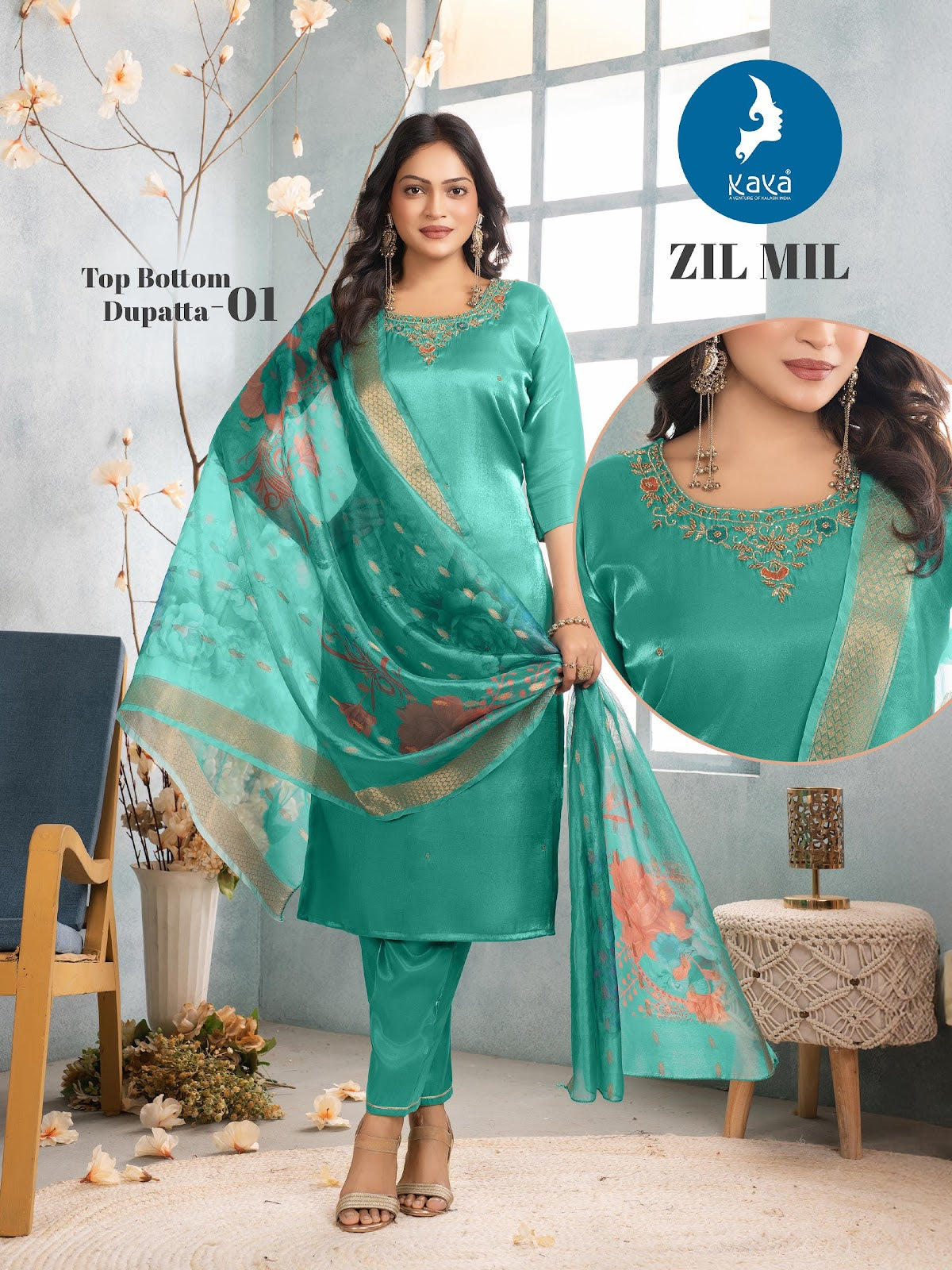 Zil Mil Kaya Roman Readymade Pant Style Suits Wholesaler Gujarat