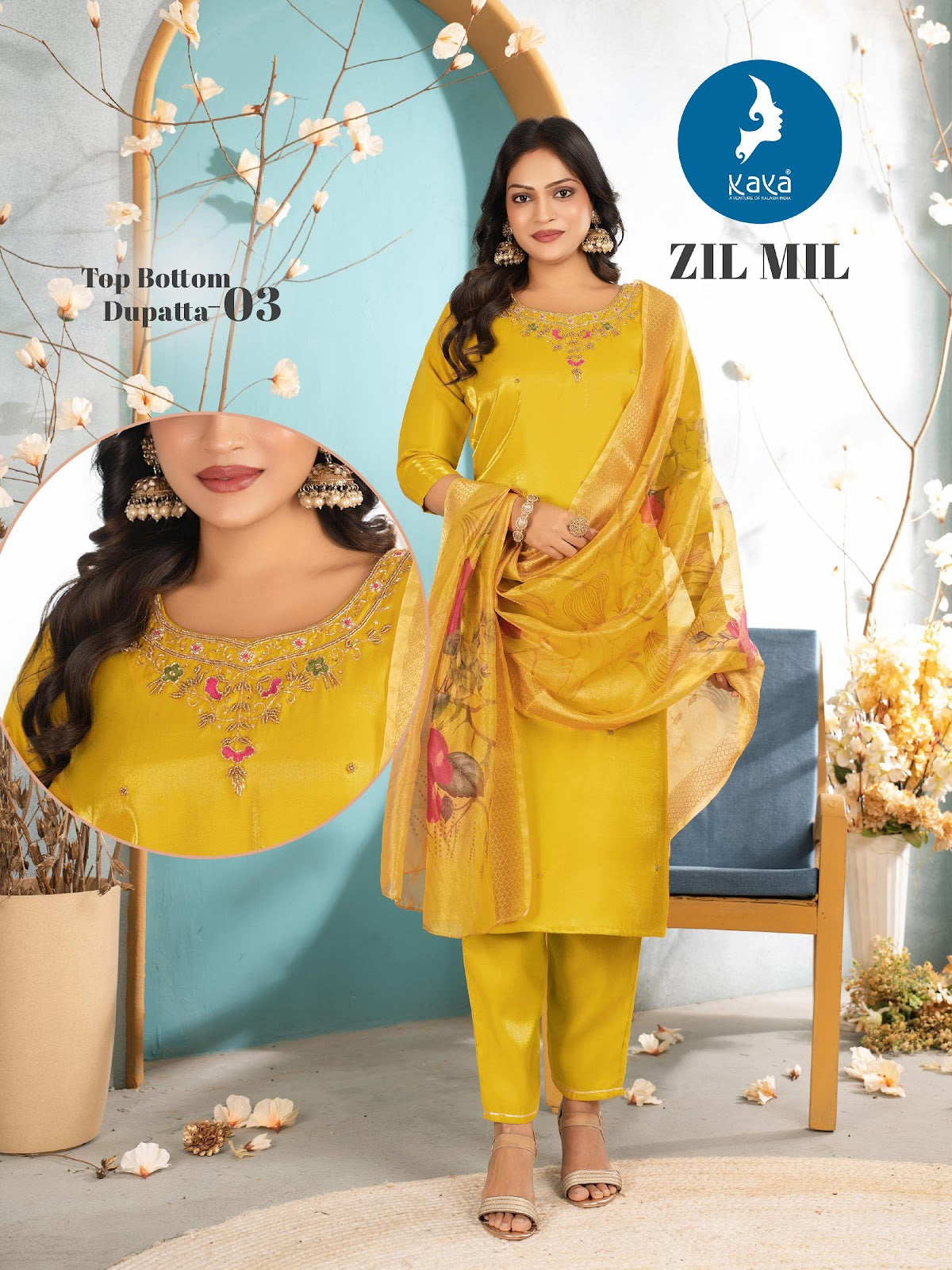 Zil Mil Kaya Roman Readymade Pant Style Suits Wholesaler Gujarat