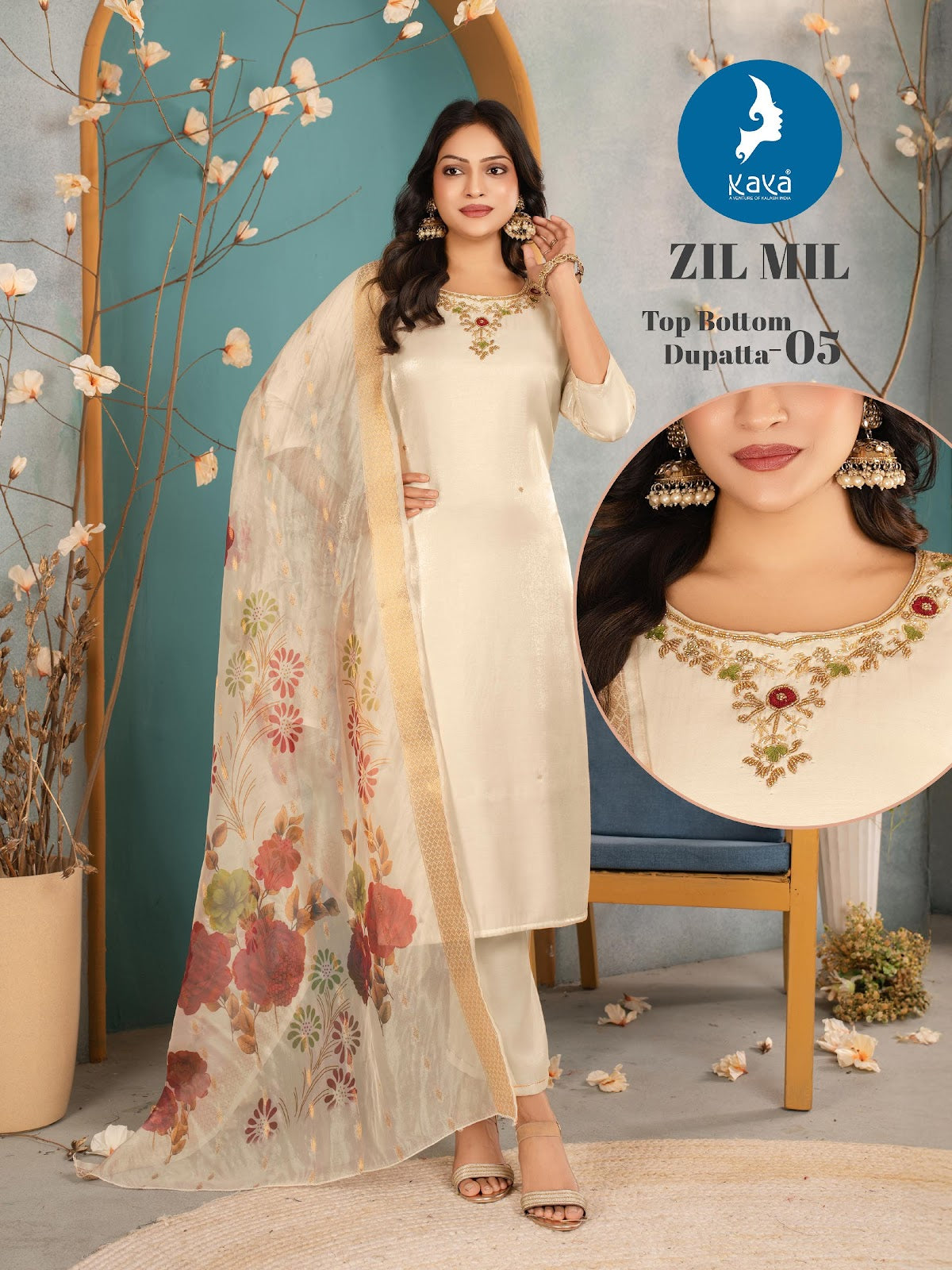 Zil Mil Kaya Roman Readymade Pant Style Suits Wholesaler Gujarat