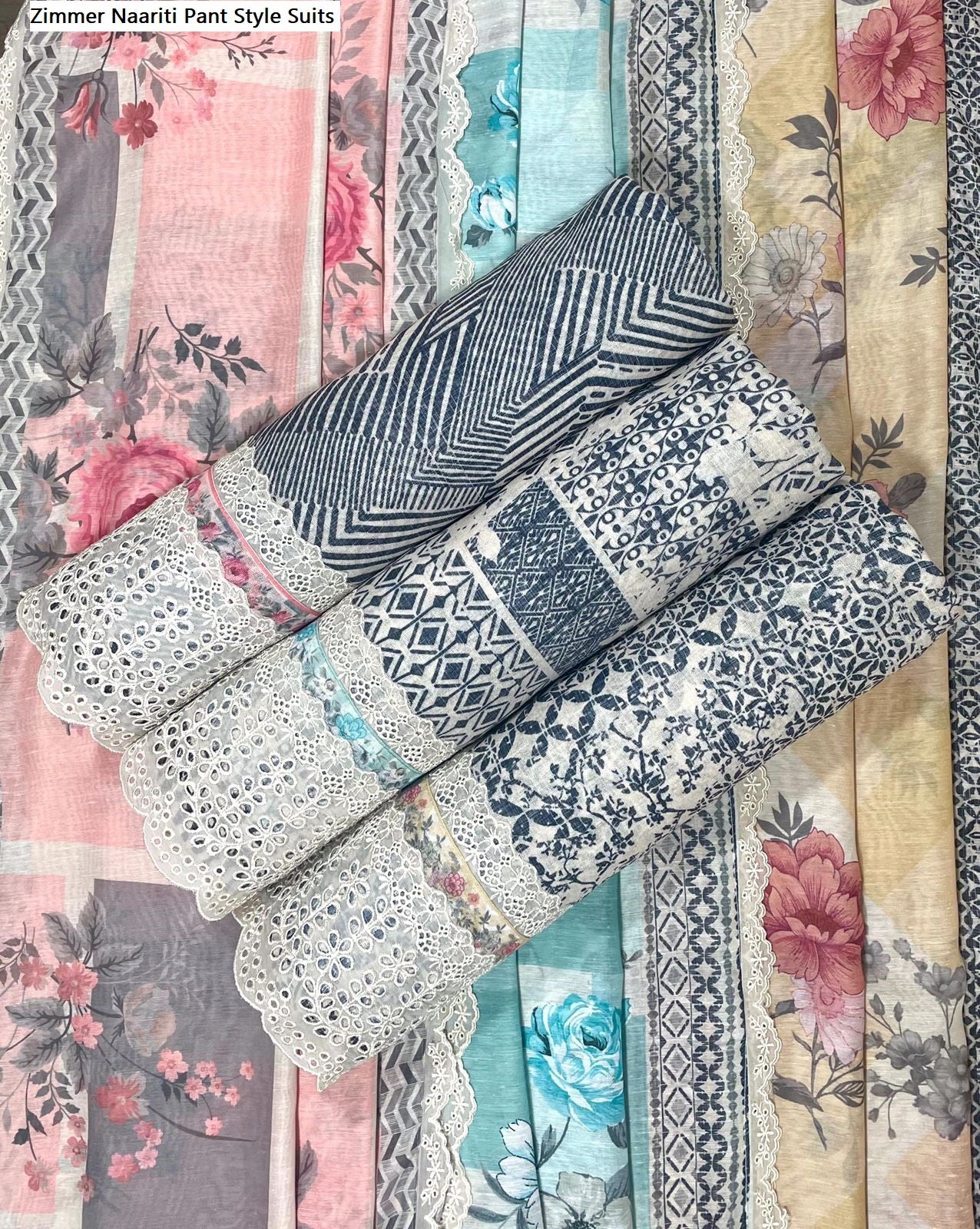 Zimmer Naariti Linen Pant Style Suits Wholesale Rate