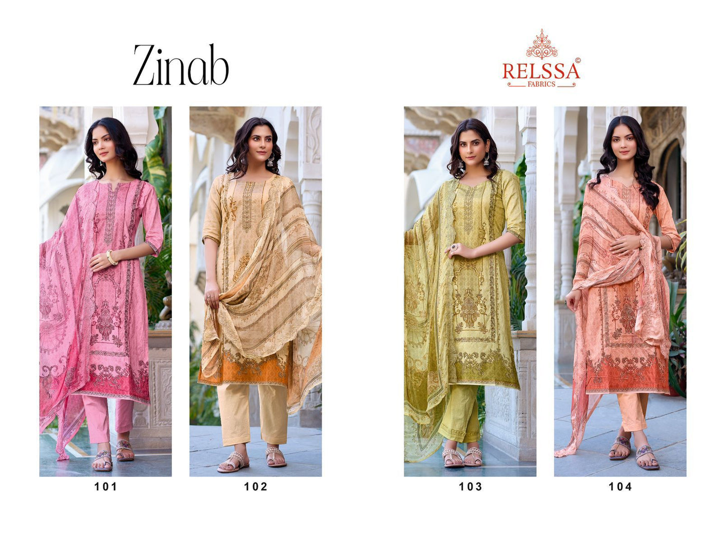 Zinab Relssa Fabrics Cotton Lawn Pant Style Suits