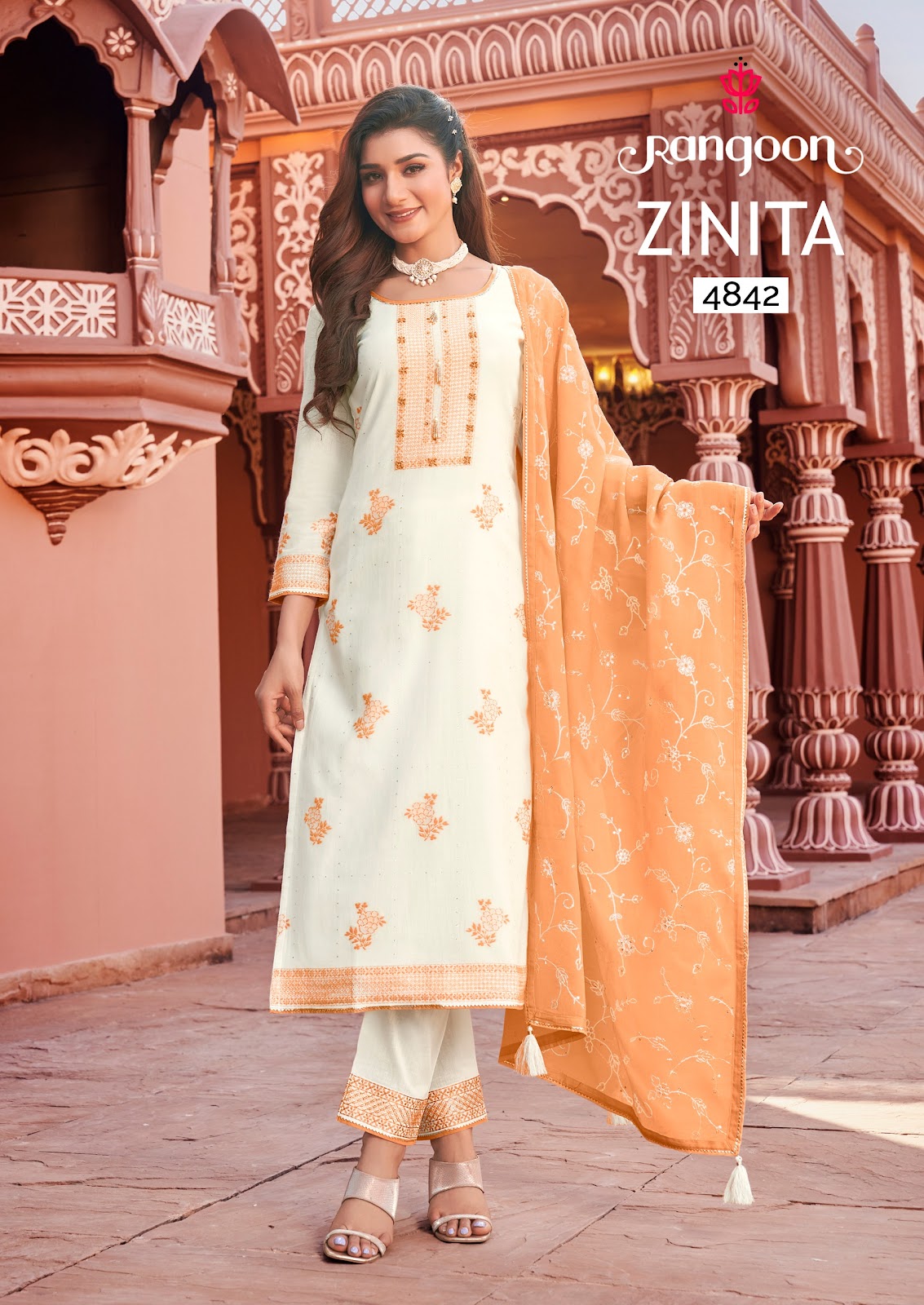 Zinita Rangoon Cotton Jacquard Readymade Pant Style Suits
