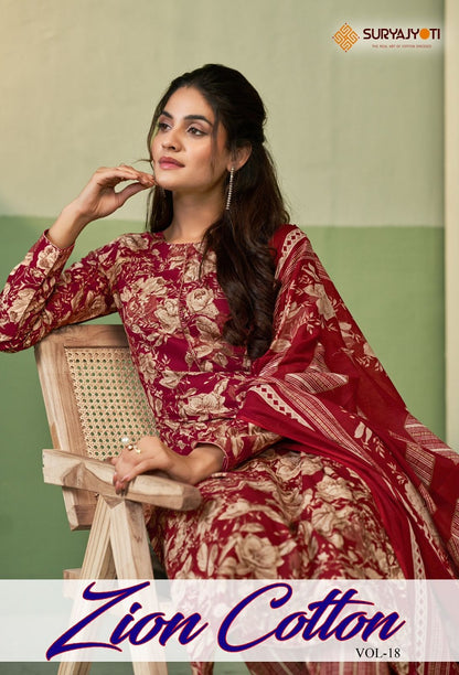 Zion Cotton Vol 18 Suryajyoti Readymade Cotton Pant Suits Wholesale