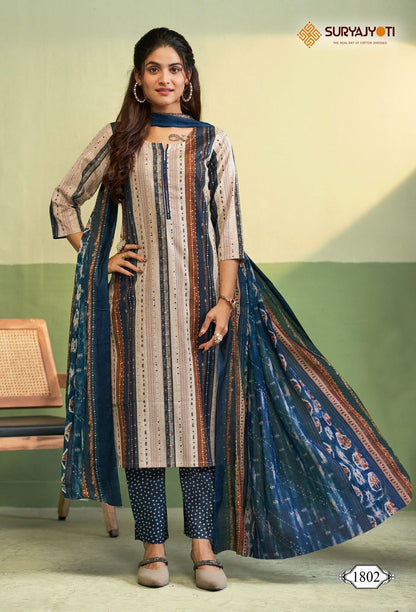 Zion Cotton Vol 18 Suryajyoti Readymade Cotton Pant Suits Wholesale