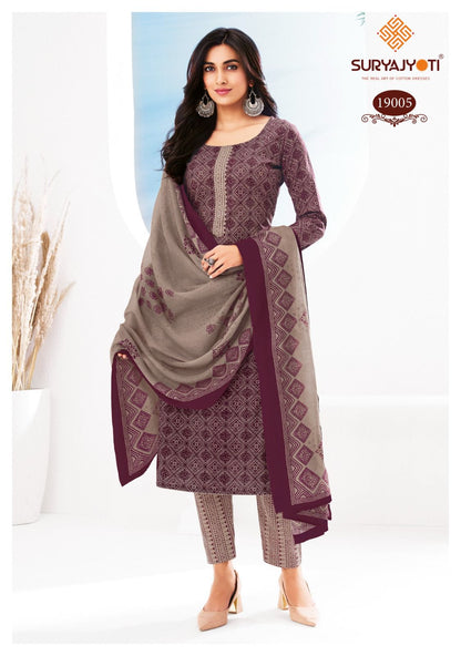 Zion Cotton Vol 19 Suryajyoti Pant Style Suits Wholesaler